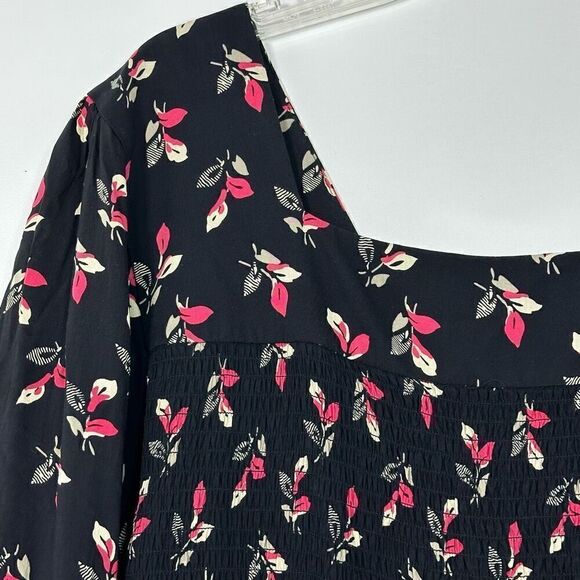 Vicky Tiel Tiered Mixed Floral Print Smocked Dress Sz 3X  Boho Cottage Prairie - Picture 8 of 9